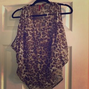 Saks 5/48 Brand cheetah sheer top